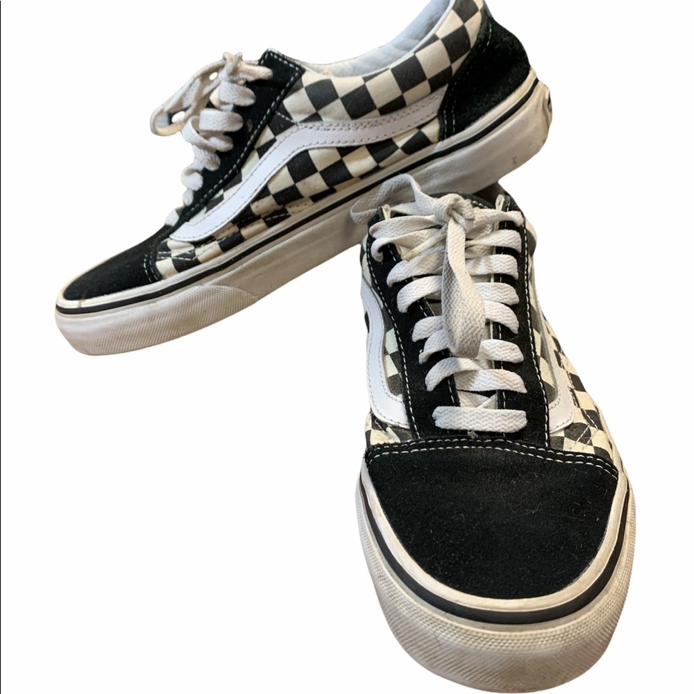 Vans Old Skool Black & White Checkered Lace Up Suede Canvas Unisex Sz 6.5/8.0